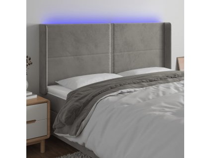 Čelo postele s LED 183 x 16 x 118/128 cm samet [3123968]