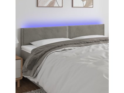 Čelo postele s LED 180x5x78/88 cm samet [3121532] (Barva Světle šedá)
