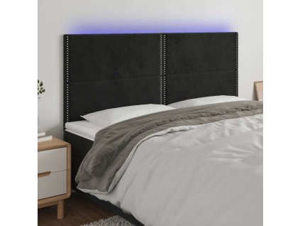 Čelo postele s LED 180x5x118/128 cm samet [3122346] (Barva Černá)