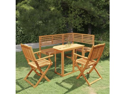 4dílný bistro set masivní akáciové dřevo [3057866] (Barva Šedá)