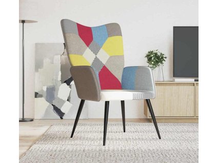 Relaxační křeslo patchwork textil [328185] (Barva Šedá)