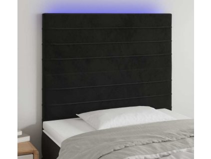 Čelo postele s LED 90x5x118/128 cm samet [3122602] (Barva Černá)