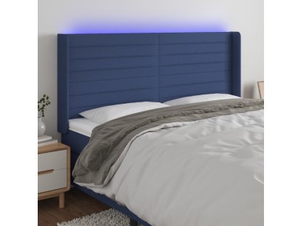Čelo postele s LED 183 x 16 x 118/128 cm textil [3124209] (Barva Zelená)