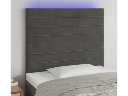 Čelo postele s LED 100x5x118/128 cm samet [3122607] (Barva Tmavě šedá)