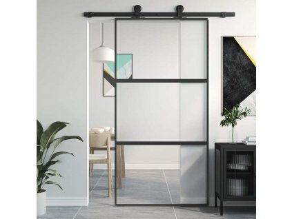 Posuvné dveře 102,5 x 205 cm čiré ESG sklo a hliník [155203]