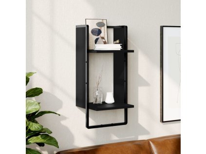 Nástěnná police s tyčí 30 x 25 x 65 cm [836300] (Barva Kouřový dub)