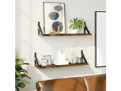 Nástěnné police 2 ks 60 x 15 x 15,5 cm [836325] (Barva Kouřový dub)