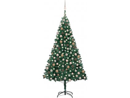 Umělý vánoční stromek s LED a sadou koulí bílý 240 cm [3077624]