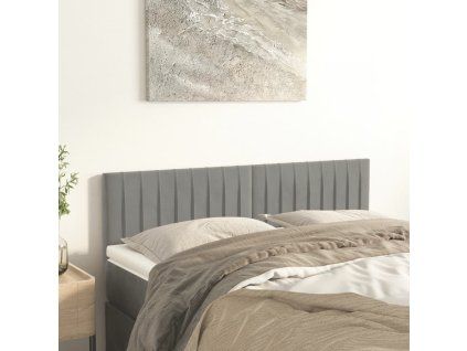 Čela postele 144x5x78/88 cm samet [346250] (Barva Světle šedá)