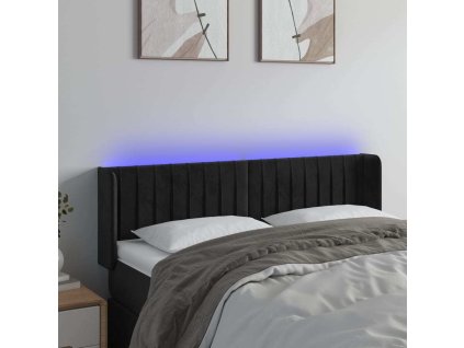 Čelo postele s LED 147 x 16 x 78/88 cm samet [3123524] (Barva Černá)