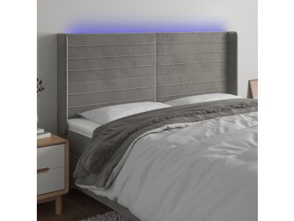 Čelo postele s LED 163 x 16 x 118/128 cm samet [3124242]