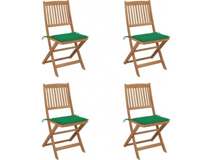 Skládací zahradní židle s poduškami 4 ks masivní akáciové dřevo [3064671]