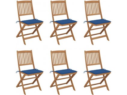Skládací zahradní židle s poduškami 6 ks masivní akáciové dřevo [3065488]