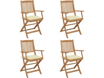 Skládací zahradní židle s poduškami 4 ks masivní akáciové dřevo [3064634]