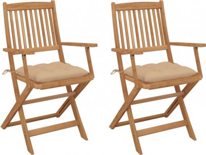 Skládací zahradní židle s poduškami 2 ks masivní akáciové dřevo [3064605]