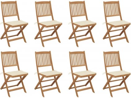 Skládací zahradní židle s poduškami 8 ks masivní akácie [3075113]