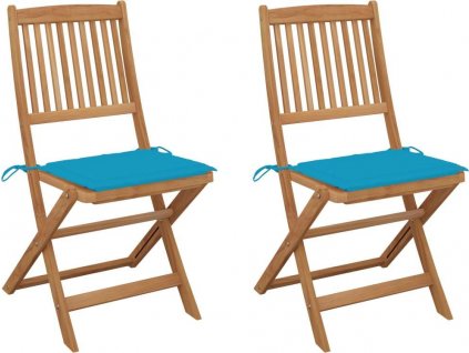 Skládací zahradní židle s poduškami 2 ks masivní akáciové dřevo [3064644]