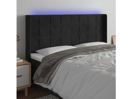 Čelo postele s LED 163 x 16 x 118/128 cm samet [3124103] (Barva Tmavě šedá)