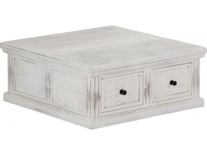 Konferenční stolek bílý 70x70x30 cm masivní mangovníkové dřevo [249872]