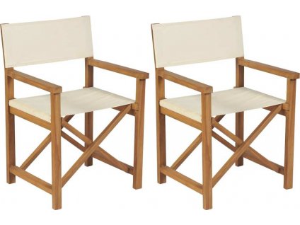 Skládací režisérské židle 2 ks masivní teakové dřevo [3057528]