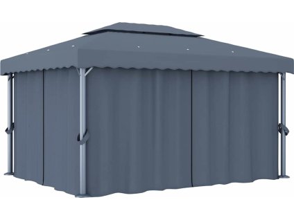 Altán se závěsy 4 x 3 m krémově hliník [3053376] (Barva Antracitová)