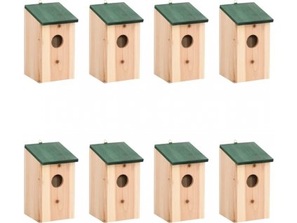 Ptačí budky 8 ks dřevěné 12 x 12 x 22 cm [276006]