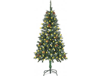 Umělý vánoční stromek s LED osvětlením a šiškami 150 cm [3077746]