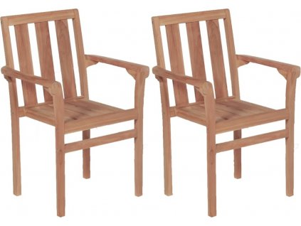Stohovatelné zahradní židle 2 ks masivní teakové dřevo [44725]