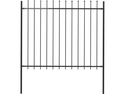 Zahradní plot s kopím nahoře ocelový 181 x 150 cm [144927] (Barva Černá)