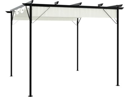 Pergola se zatahovací střechou 3x3 m ocel 180 g/m² [49325] (Barva Krémová)