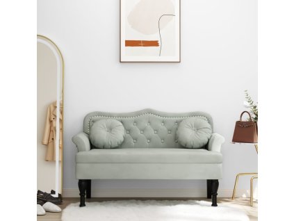 Lavice s polštáři 120,5 x 65 x 75 cm samet [372140] (Barva Světle šedá)