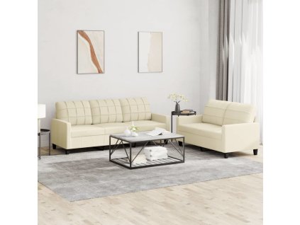 2dílná sedací souprava s poduškami umělá kůže [3201379] (Barva Krémová)