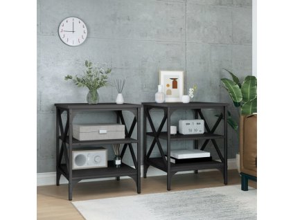 Odkládací stolky 2 ks 40x42x50 cm kompozitní dřevo [825773] (Barva Černá)