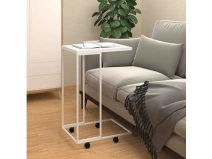 Odkládací stolek s kolečky 40x30x63,5 cm kompozitní dřevo [343099] (Barva Bílá)