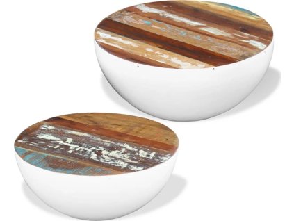 Miskovité konferenční stolky 2 ks masivní recyklované dřevo [243351] (Barva Bílá)