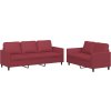 2dílná sedací souprava s poduškami umělá kůže [3201763] (Barva vínová červená)