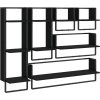 6dílná sada nástěnných polic s tyčí kompozitní dřevo [836313] (Barva Černá)