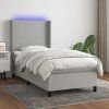 Box spring postel s matrací a LED 90x190 cm textil [3138117] (Barva Světle šedá)