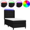 Box spring postel s matrací a LED 90x200 cm textil [3138287] (Barva Černá)