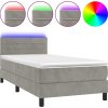 Box spring postel s matrací a LED 90x190 cm samet [3134438] (Barva Tmavě zelená)