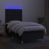 Box spring postel s matrací a LED 90x190 cm textil [3135719] (Barva Černá)