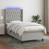 Box spring postel s matrací a LED 90x190 cm textil [3138517] (Barva Světle šedá)