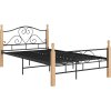 Rám postele černý kov 120 x 200 cm [324941] (Barva černá a světlé dřevo)