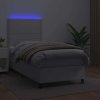Box spring postel s matrací a LED 90x190 cm umělá kůže [3135859] (Barva Šedá)
