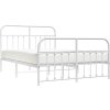 Kovový rám postele s hlavovým a nožním čelem 135 x 190 cm [352644] (Barva Bílá)