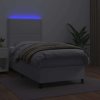 Box spring postel s matrací a LED 90x200 cm umělá kůže [3135863] (Barva Krémová)