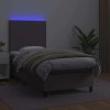 Box spring postel s matrací a LED 90x190 cm umělá kůže [3135799] (Barva Šedá)