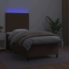 Box spring postel s matrací a LED 90x190 cm umělá kůže [3135799] (Barva Šedá)