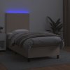 Box spring postel s matrací a LED 90x190 cm umělá kůže [3135799] (Barva Šedá)