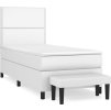 Box spring postel s matrací 90x200 cm umělá kůže [3137582] (Barva Bílá)